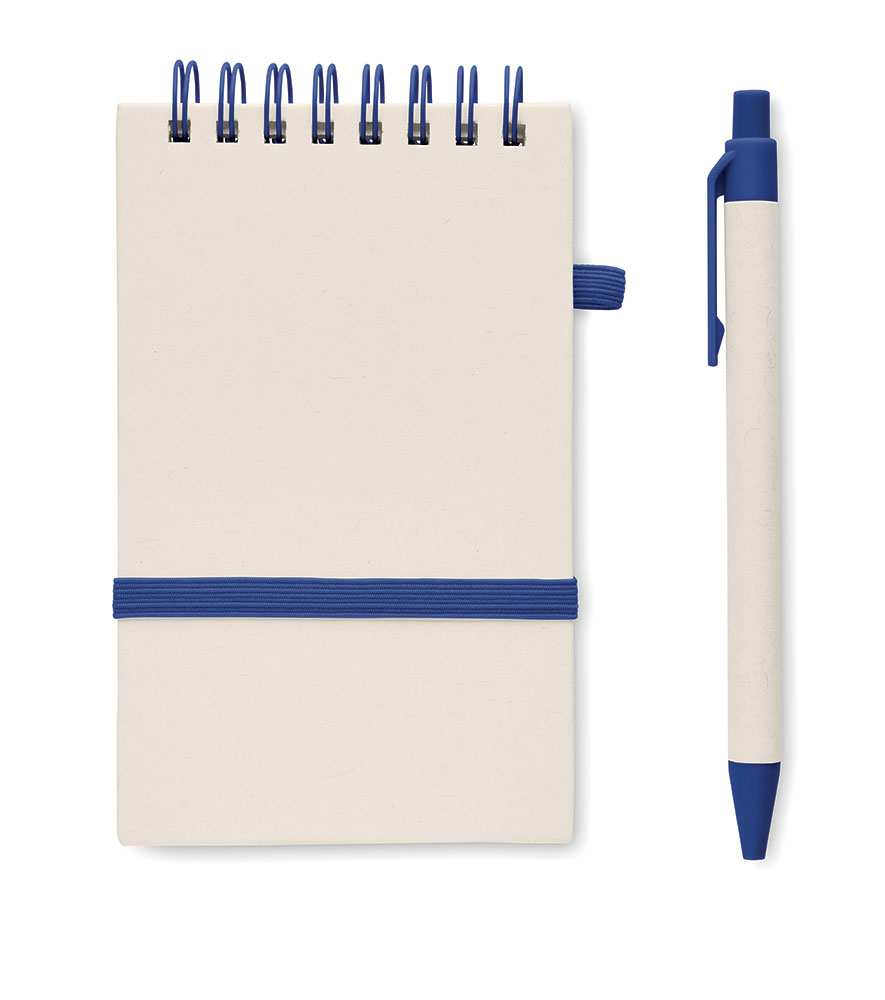 242254-EC Set uredski MITO notes A6 i kem. ol. od recikliranog kartona mlijeka plavi