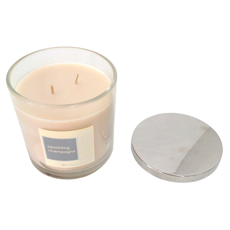 21478 SVIJEĆA MIRISNA U STAKLENOM SVIJEĆNJAKU S POKLOPCEM 10 cm – ŠAMPANJAC