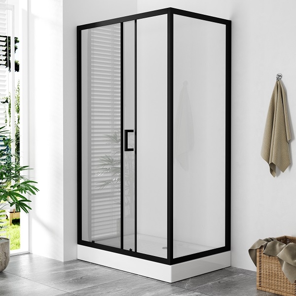 75-B-E1034B-120/80-BLACK B-LINE TUŠ KABINA 1200x800x1950, CRNA, PROZIRNO STAKLO